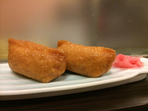 Inari sushi with a side of beni shoga