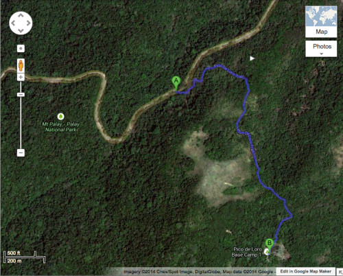 Pico de Loro Trail we took on Google Maps