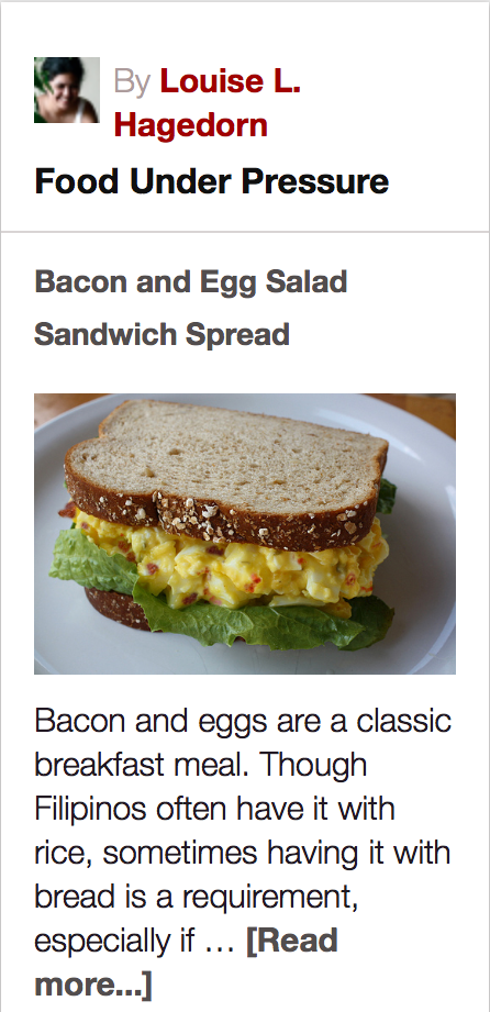 Bacon and Egg Salad Sandwich Spread Recipe Up at ManilaSpeak